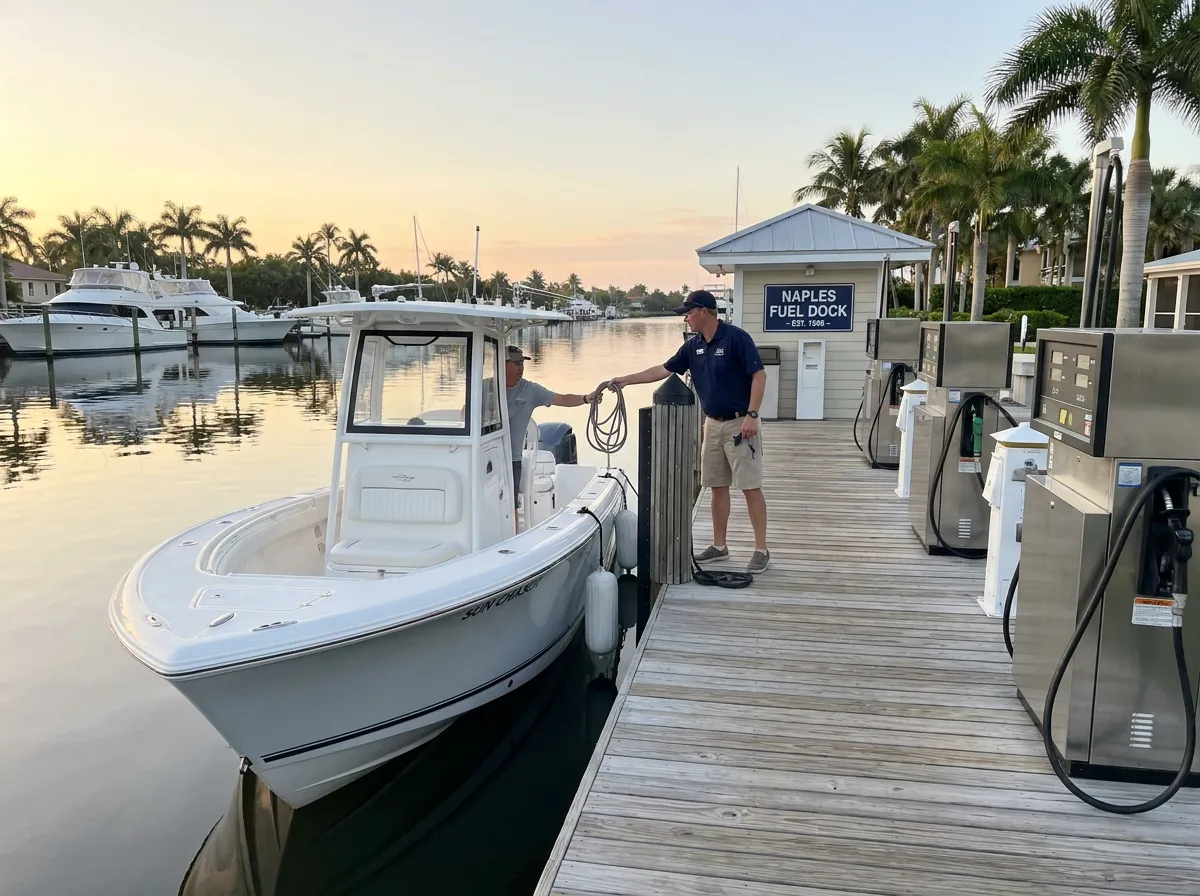 The fuel dock in morning light